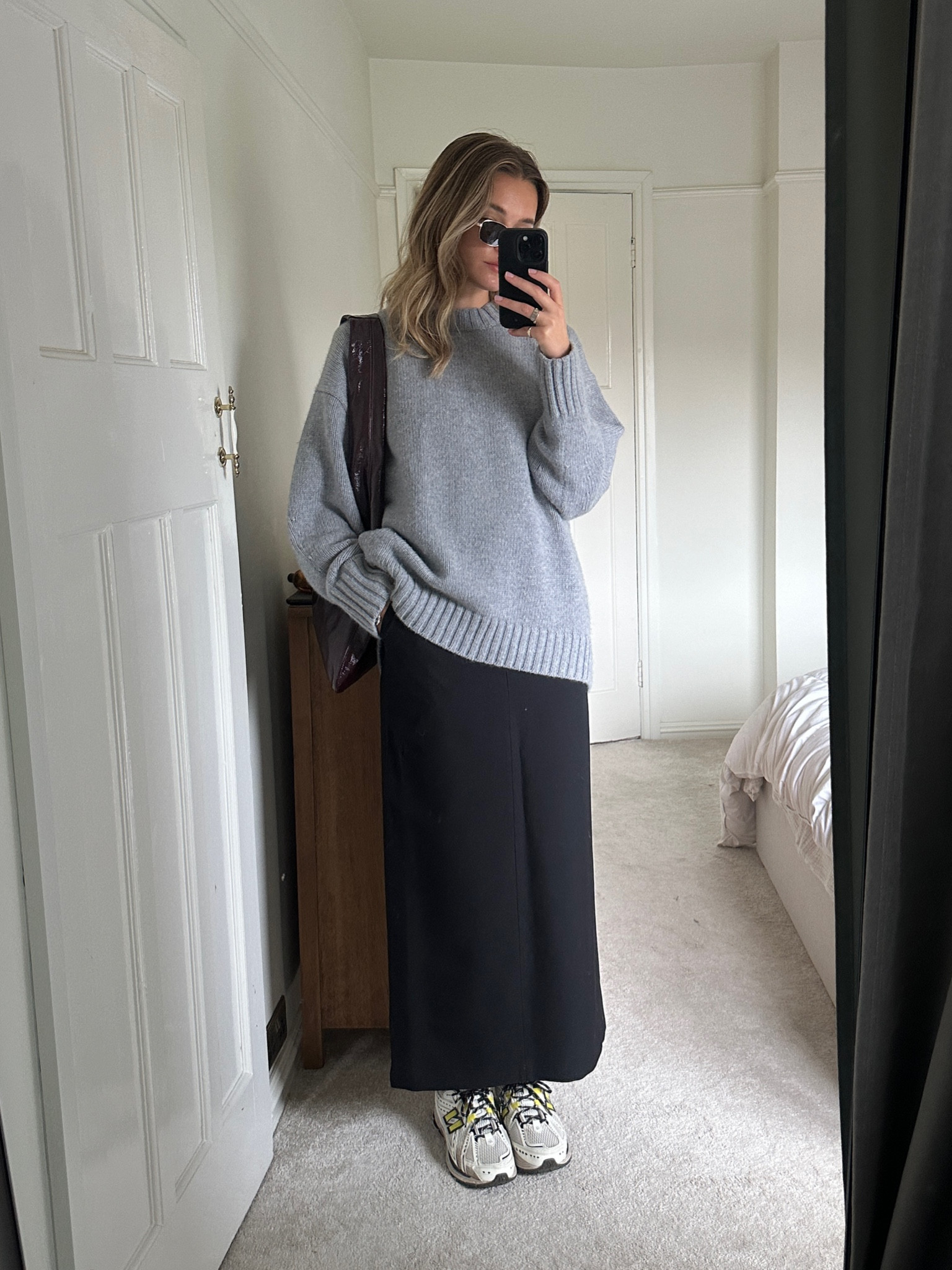 COS, New Balance, Arket, tailored maxi skirt, knitwear, the row Ophelia, tote bag, hobo bag, burgundy bag, autumn outfit 

#LTKautumn #LTKeurope #LTKuk