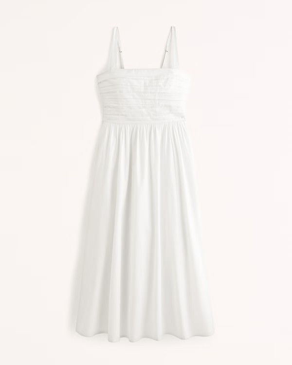 Emerson Poplin Wide Strap Midi Dress | Abercrombie & Fitch (US)