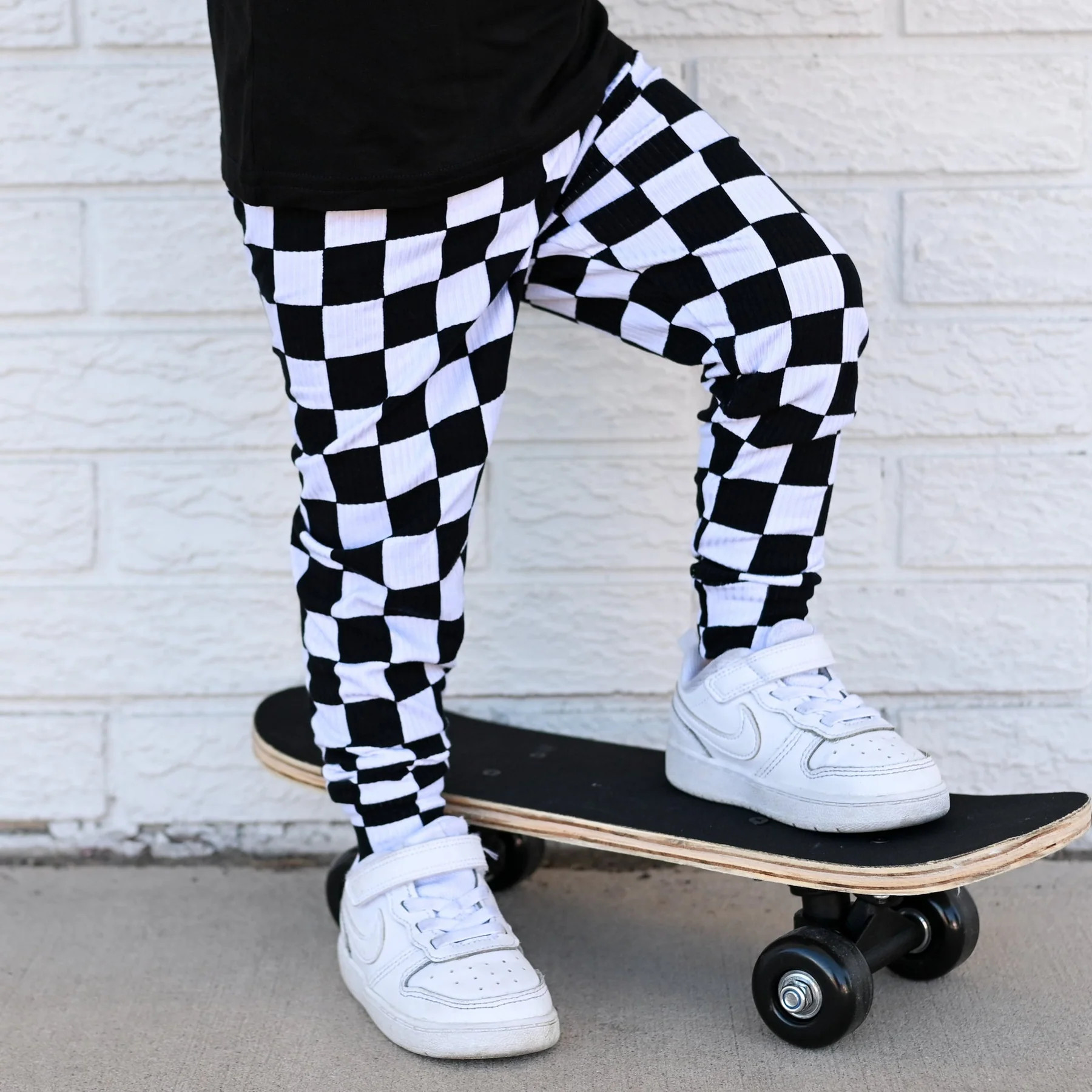 BAMBOO RIB LEGGINGS- B+W Check | millie + roo