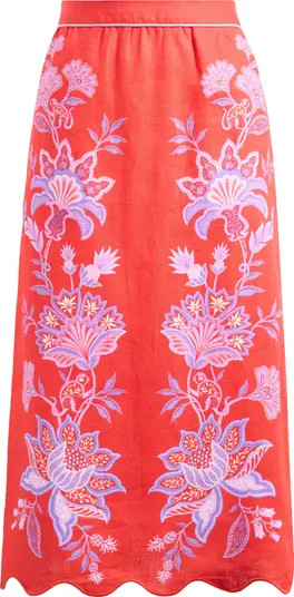 Porcelain Garden Floral Linen Maxi Skirt | Nordstrom