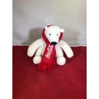 Vintage-stuffed Animal-Polar Bear-Coca Cola-White-Red-Scarf-Home Decor | Etsy (US)