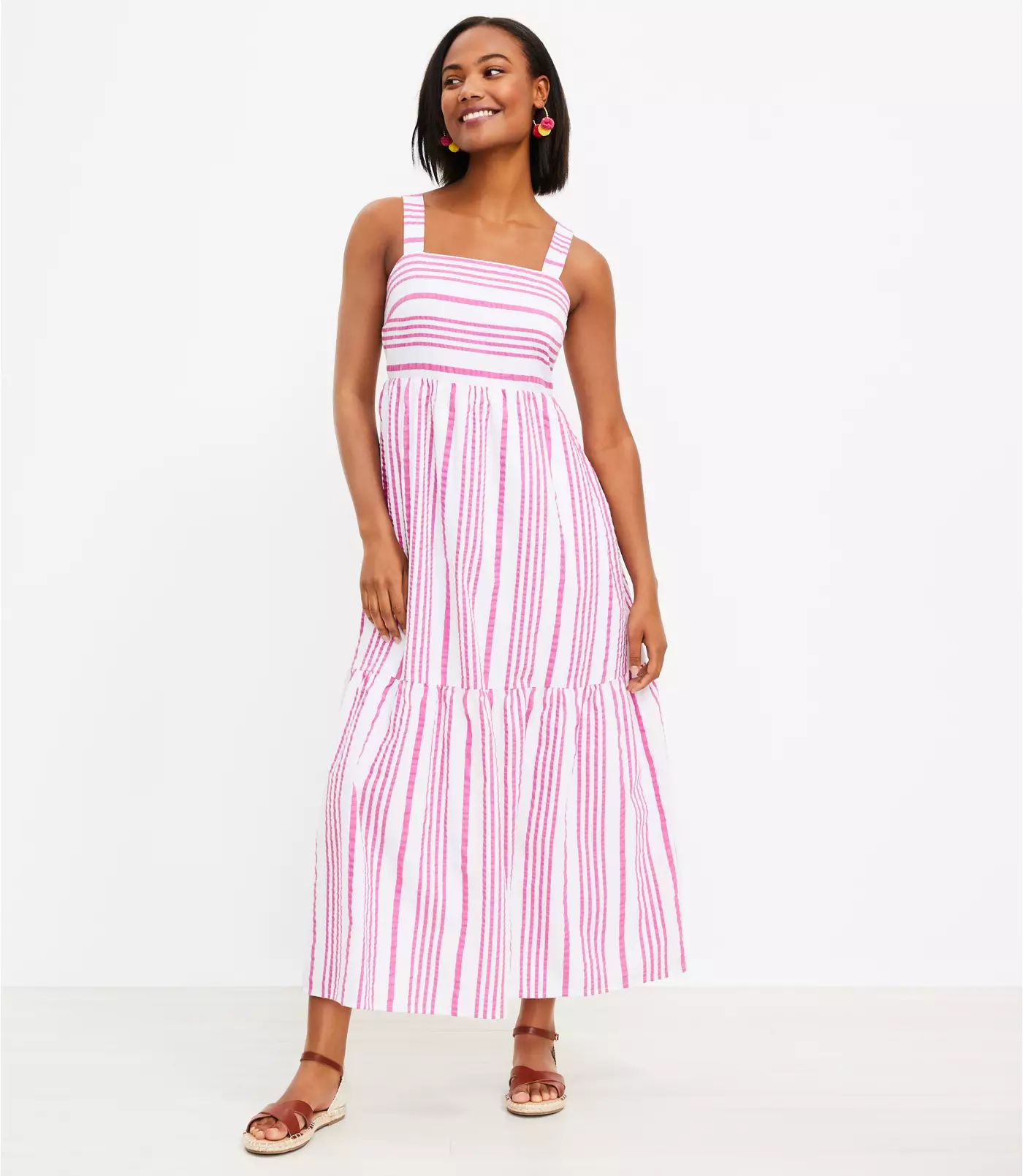 Striped Tiered Maxi Pocket Dress | LOFT