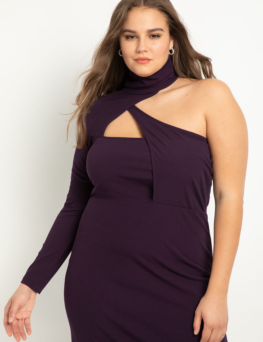 Asymmetric Fitted Midi Sweater Dress | Eloquii