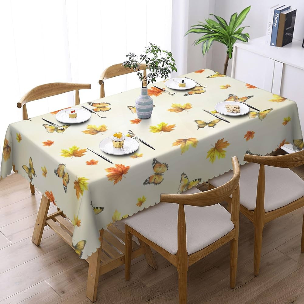 KSUPER Fall Rectangle Tablecloth 55x70 Inch, Maple Leaf Butterfly Table Cloth, Wipeable Washable ... | Amazon (US)