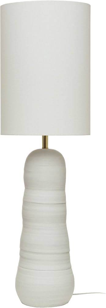 Creative Co-Op DF4159 Modern Creamy White Ceramic Stoneware Floor Tall Table Linen Shade, Reactiv... | Amazon (US)