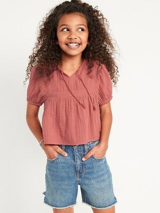 Puff-Sleeve Double-Weave Swing Top for Girls | Old Navy (US)