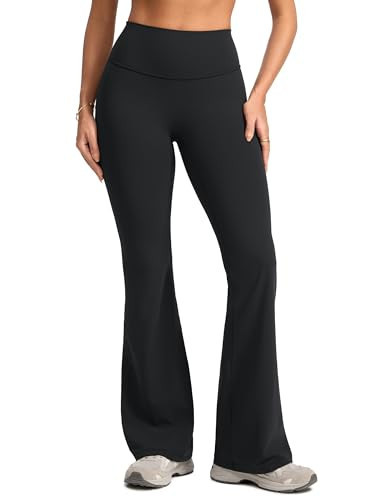 INGIA Womens High Waist No Front Seam Scrunch Butt Flare Leggings Workouts 31 Inches V-Back Bootcut Gym Yoga Pants Black Small | Amazon (US)