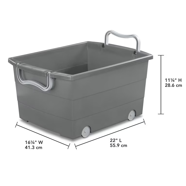 Your Zone Wheeled Stacking Bin Gray Flannel Set of 2 | Walmart (US)