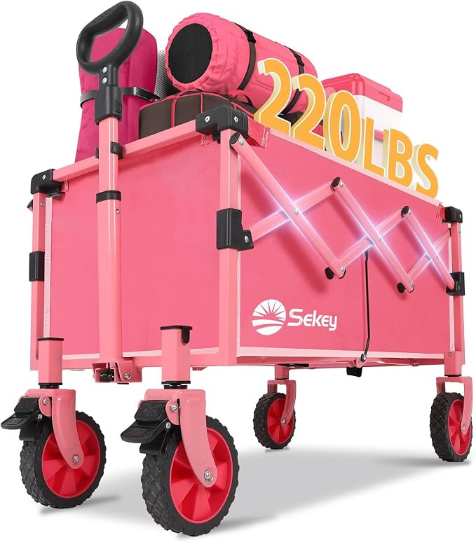 Sekey Collapsible Wagon Cart Foldable with 220LBS Weight Capacity, Lightweight Portable Folding G... | Amazon (US)