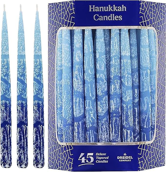 Dripless Hanukkah Candles Multi Blue Hued Frosted Deluxe Tapered Chanukah Candles (Single-Pack) | Amazon (US)