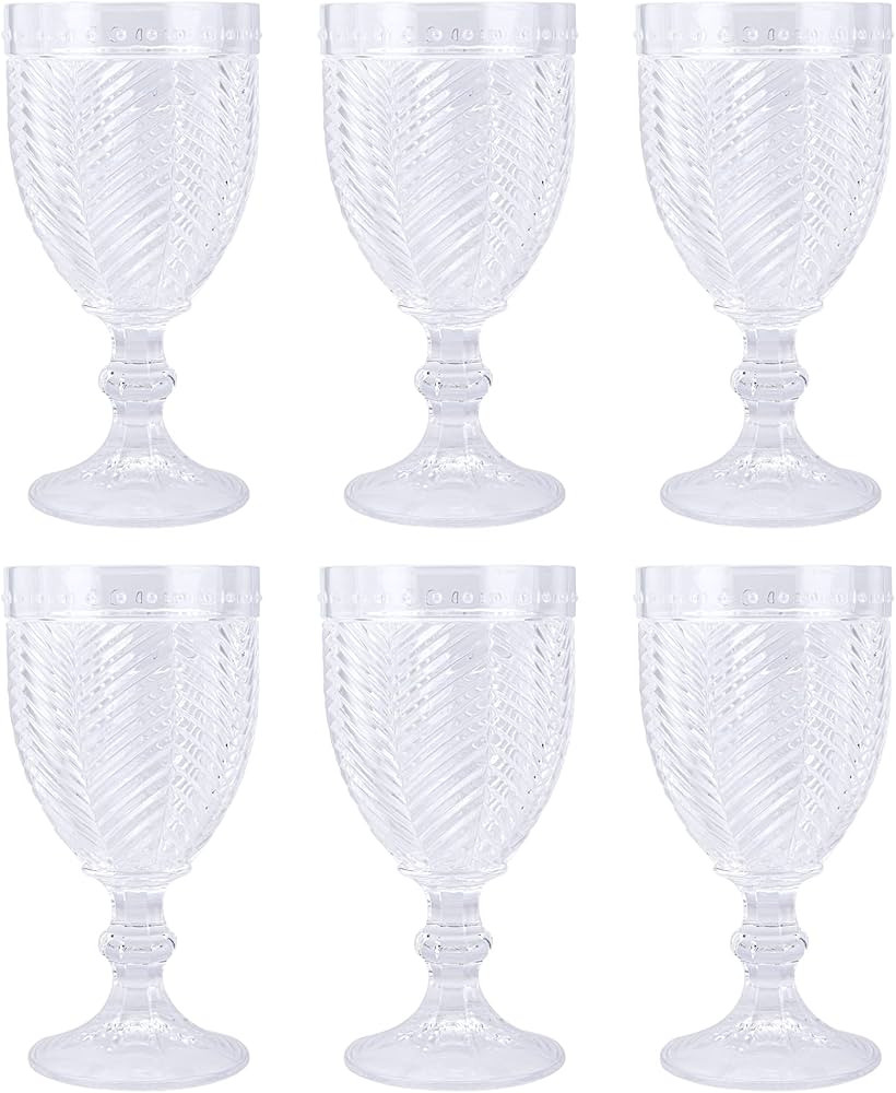 14 ounce Plastic Wine Glass With Stem | Set of 6 - Shatterproof / Unbreakable / BPA Free / Dishwa... | Amazon (US)