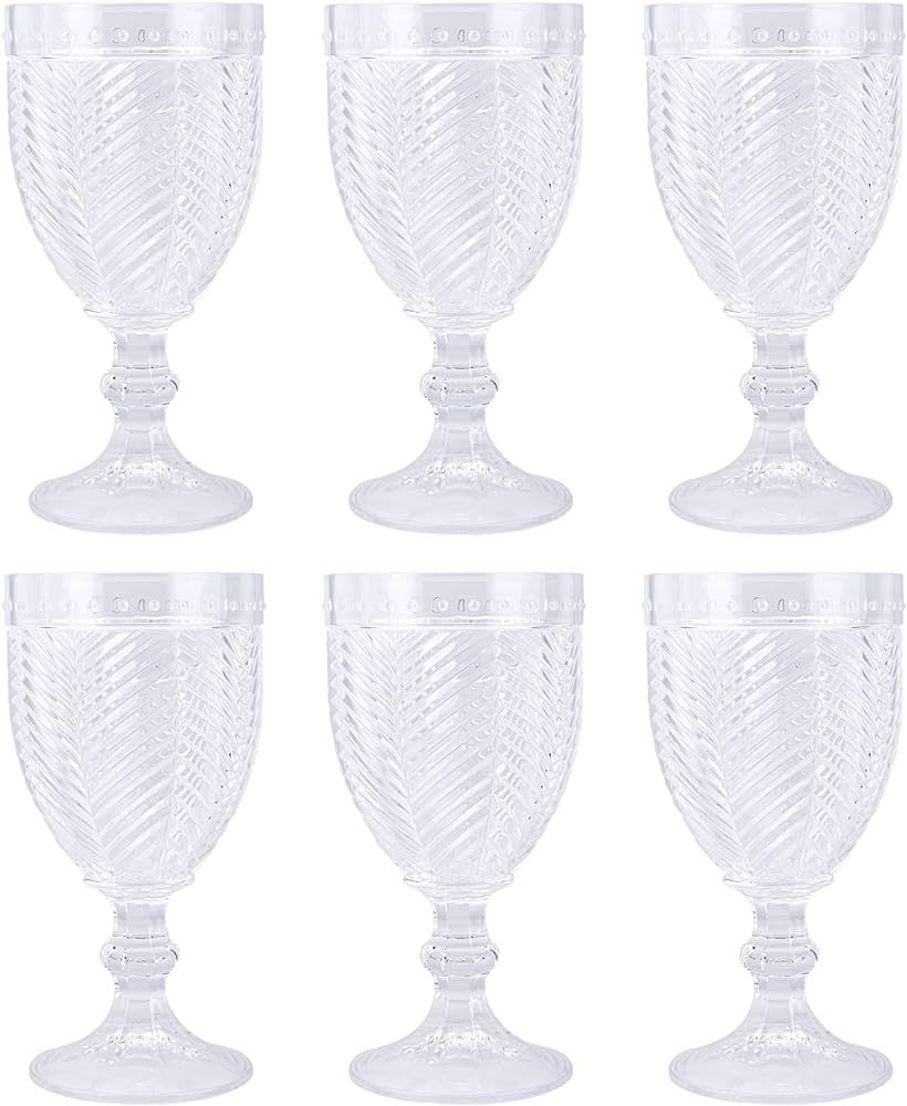14 ounce Plastic Wine Glass With Stem | Set of 6 - Shatterproof / Unbreakable / BPA Free / Dishwa... | Amazon (US)