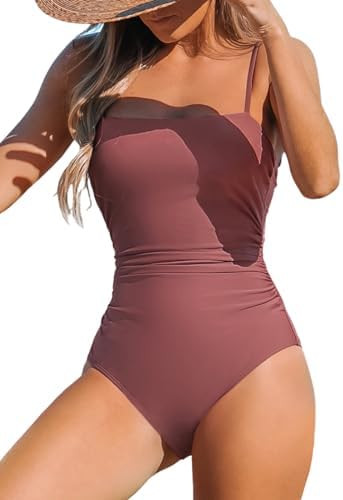 CUPSHE Women Swimsuit One Piece Bathing Suit Square Neck Cutout Back Tummy Control with Adjustabl... | Amazon (US)
