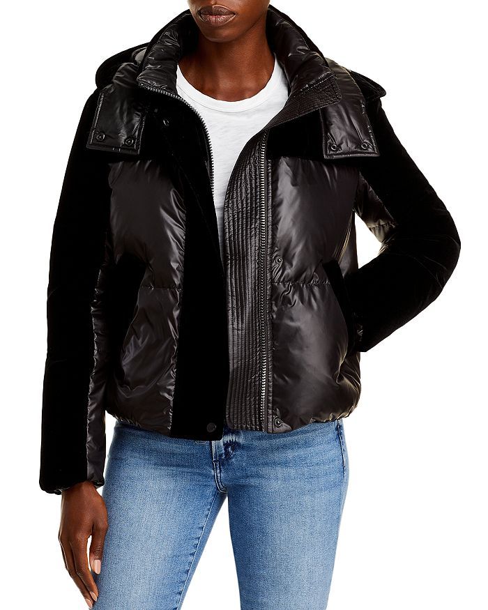 Velvet Mixed Media Puffer Coat | Bloomingdale's (US)