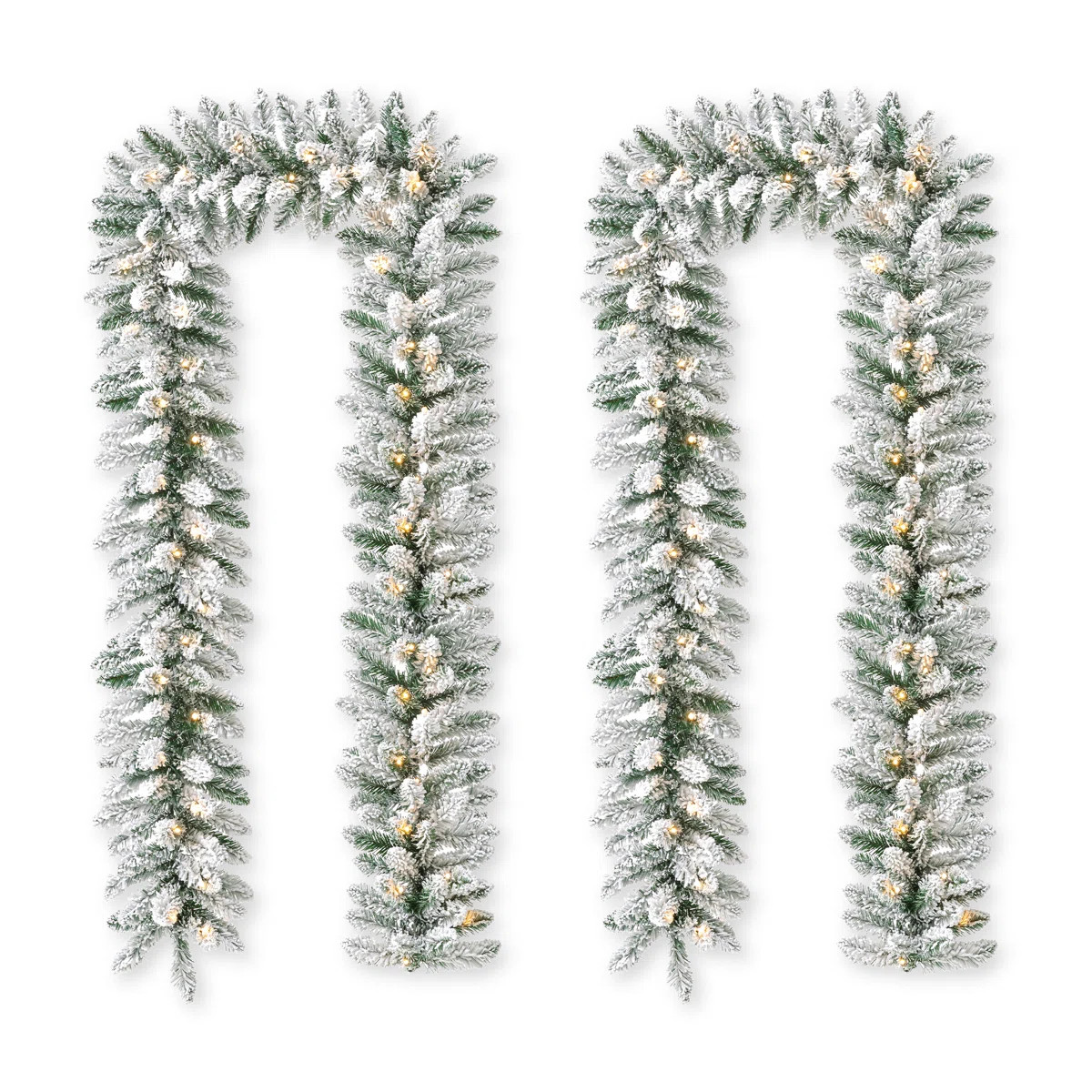 Soperton 6' Pre-Lit Snow Flocked Christmas Garland with 35 Warm Lights and Timer (Set of 2) | Wayfair North America