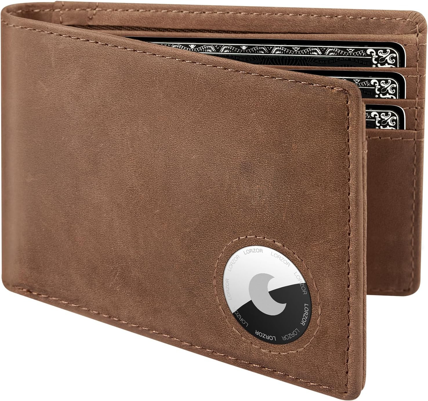 Mens Wallet for Apple AirTag, Bifold Full Grain Leather AirTag Wallet for Men, RFID Blocking Mini... | Amazon (US)