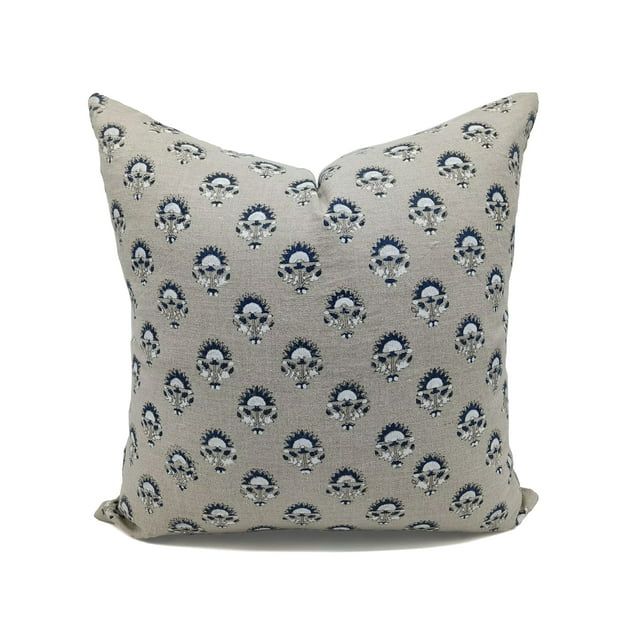 Fabdivine Pure Linen Hand Block Print Decorative Throw Pillow Cover , 16"X16", Brown | Walmart (US)
