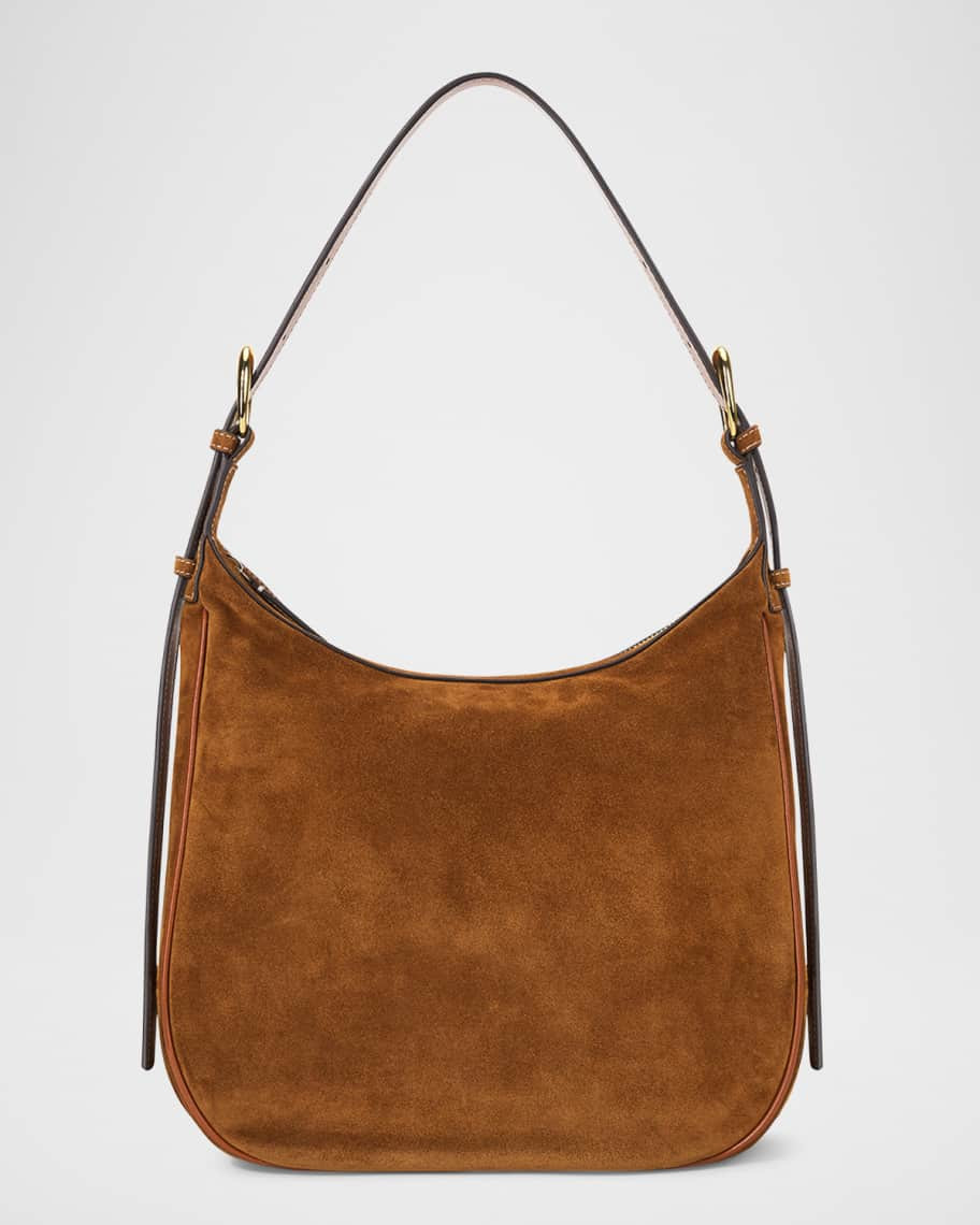 STAUD Pine Zip Suede Hobo Bag | Neiman Marcus
