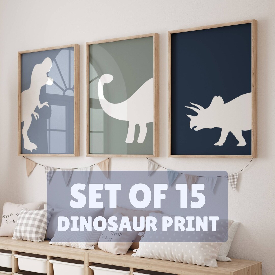 Set of 15 Dinosaur Print for Boys Room Dinosaur Wall Decor for Boys Room Dinosaur Room Decor Dino... | Etsy (US)