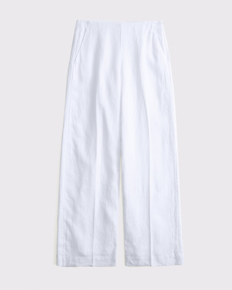 Women's Premium Linen Tailored Ultra Wide Leg Pant | Women's Bottoms | Abercrombie.com | Abercrombie & Fitch (US)
