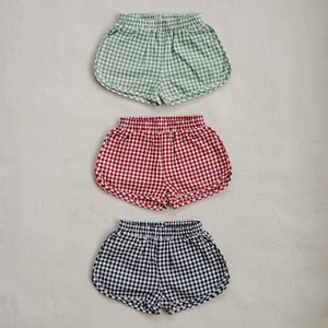 Dark Blue Gingham Shorts | Mebie Baby
