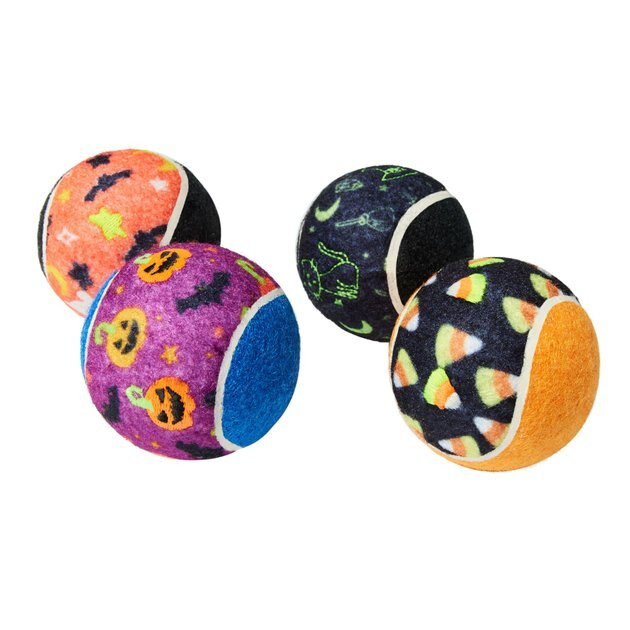 FRISCO Halloween Glow in the Dark Fetch Squeaky Tennis Ball Dog Toy, 4 count - Chewy.com | Chewy.com