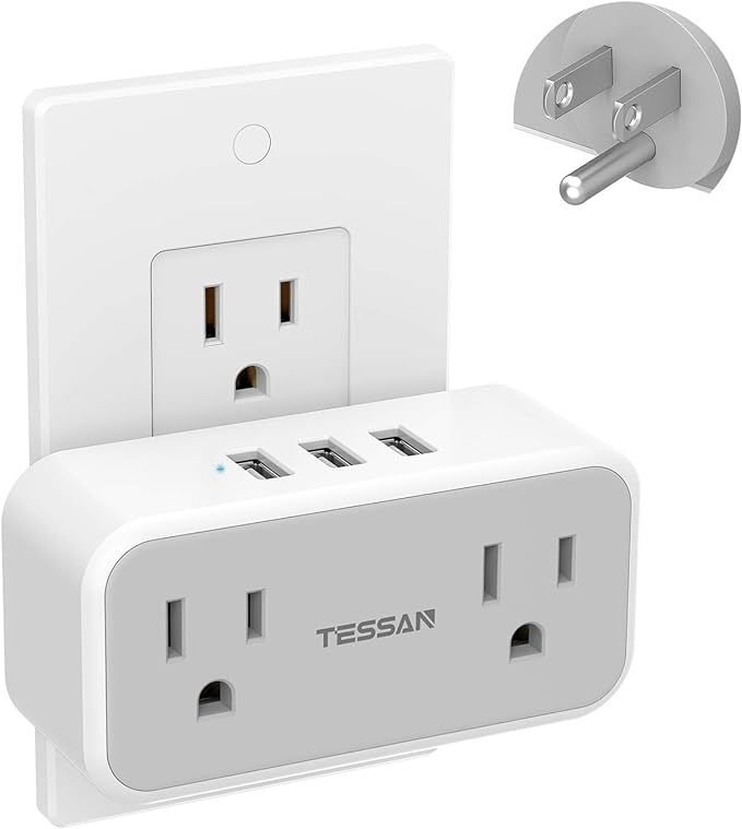 Multi Plug Outlet Extender with USB, TESSAN Double Electrical Outlet Splitter with 3 USB Wall Cha... | Amazon (US)