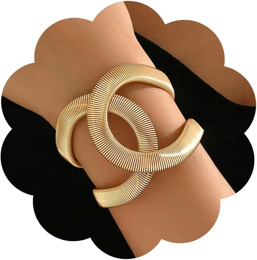 Chunky Gold Cuff Bracelets for Women Exaggerated Irregular Geometric Leaf Open Wide Bracelets Tre... | Amazon (CA)
