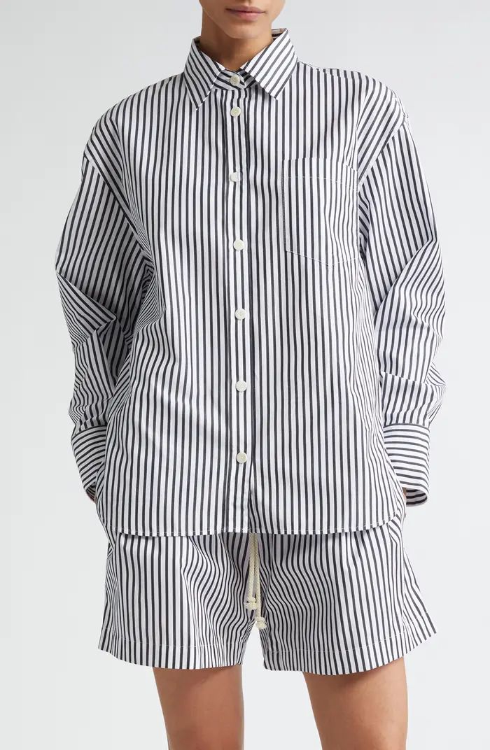 Stripe Oversize Organic Cotton Poplin Button-Up Shirt | Nordstrom