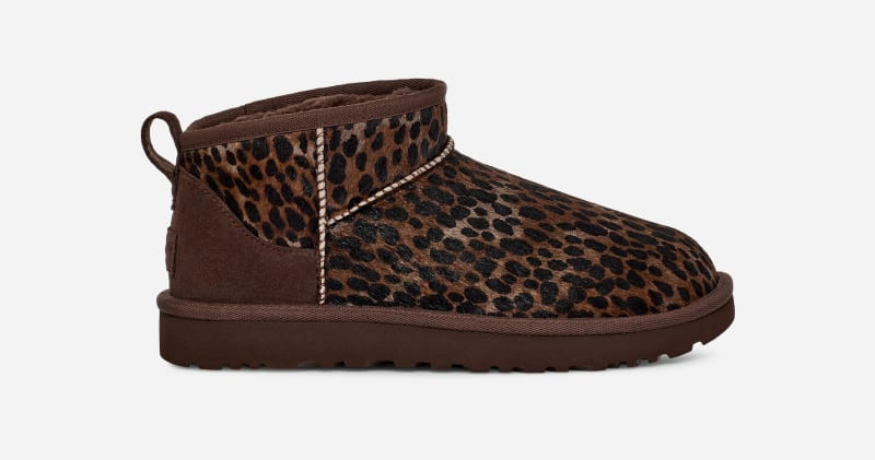 UGG® Women's Classic Ultra Mini Caspian Calf Hair Classic Boots in Burnt Cedar, Size 6 | UGG (US)