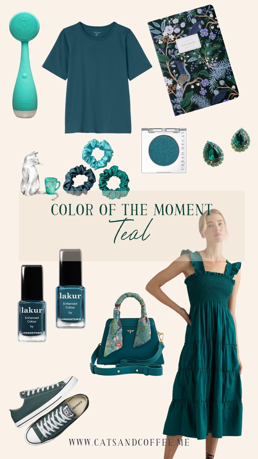 Color of the Moment: Teal 💙💚 Cool, calming, and just a bit bold — this edit features soft teal tones perfect for summer. From a smocked dress and classic Converse to silk scrunchies, cottagecore-inspired purses, and Londontown nail polish, these picks add a thoughtful pop of color to your everyday style. Linking finds from Etsy, Fable, PMD Beauty, Rifle Paper Co. & more.

#LTKItBag #LTKBeauty #LTKPetite