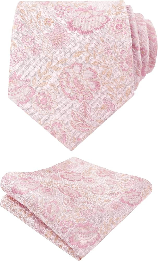 Alizeal Mens 3.15'' Leaf Flower Pattern Tie with Floral Pocket Square Set | Amazon (US)