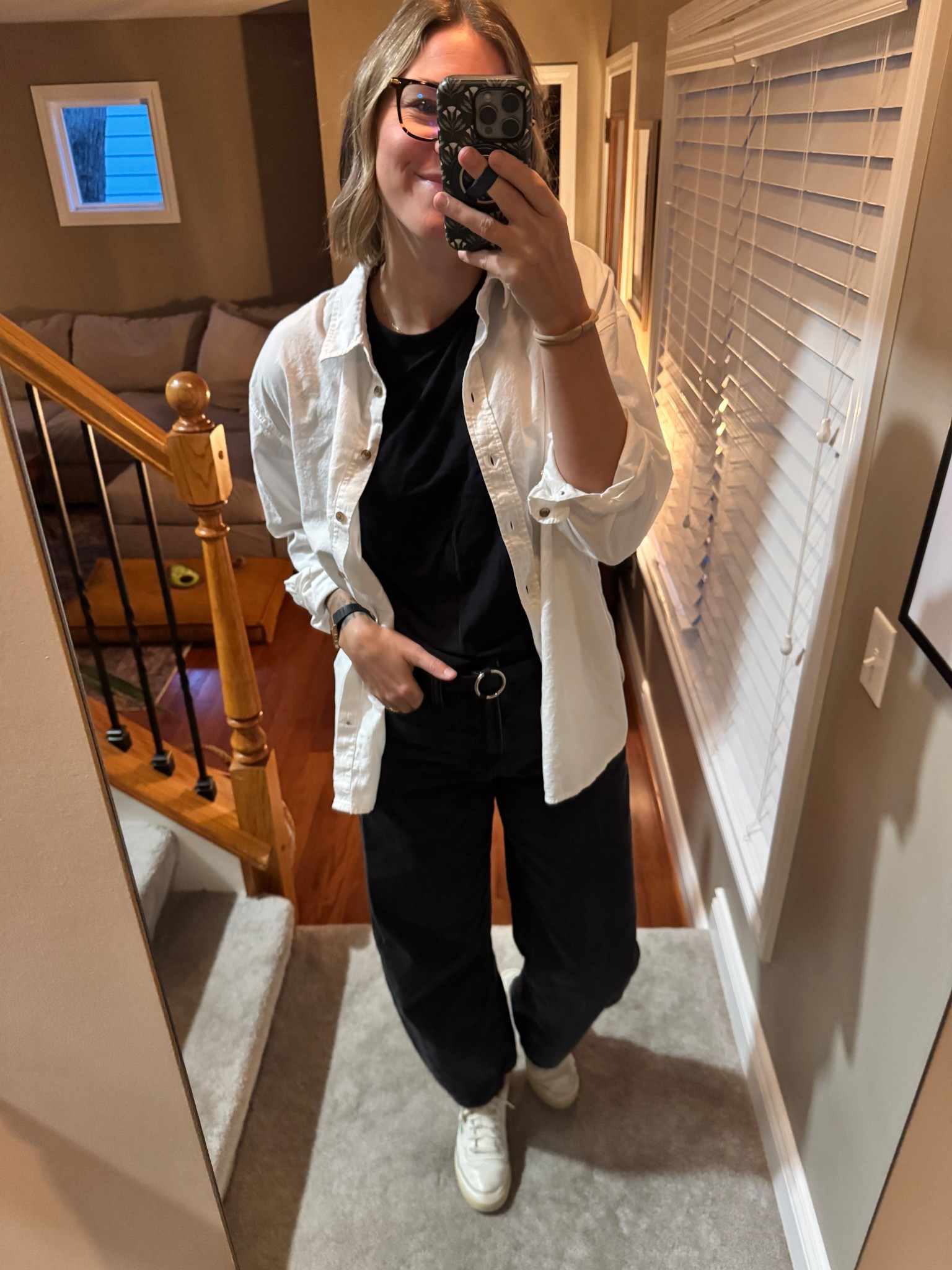 Panda day 🐼 these jeans are some of my fav, such a good fit and length (I have 28 tall). Top is thrifted but I found similar! Reeboks are some of my classic, go to sneakers. I love traveling with them bc they go with everything. White button up was thrifted, tagged similar!

#LTKTall #LTKootd #LTKmomlife