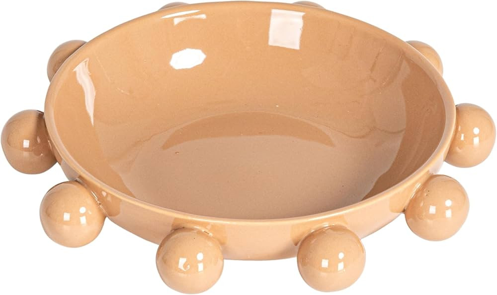 Bloomingville 9.75 Inches Stoneware Bowl with Orbs and Reactive Glaze, Nude | Amazon (US)