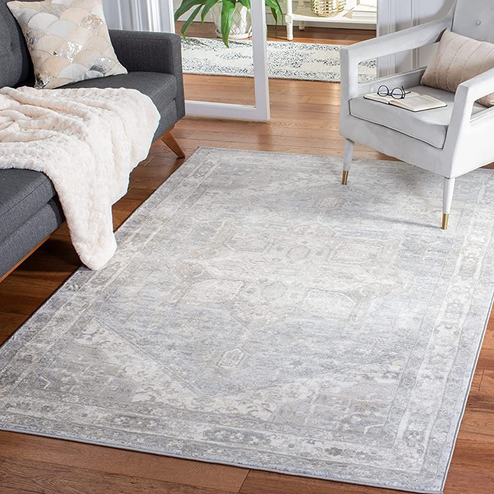 SAFAVIEH Brentwood Collection 8' x 10' Grey/Beige BNT852F Medallion Distressed Non-Shedding Livin... | Amazon (US)