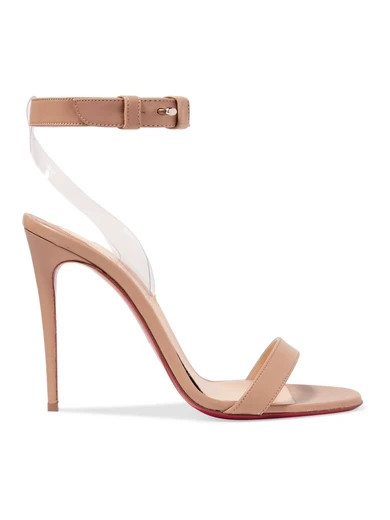 Christian Louboutin - Jonatina 100 Pvc-trimmed Leather Sandals - Neutral | NET-A-PORTER (UK & EU)