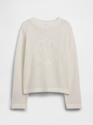 Kids Relaxed Crochet Crewneck Sweater | Gap Factory