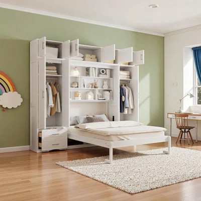 Queen Size Murphy Bed with Integrated Storage System | Wayfair North America
