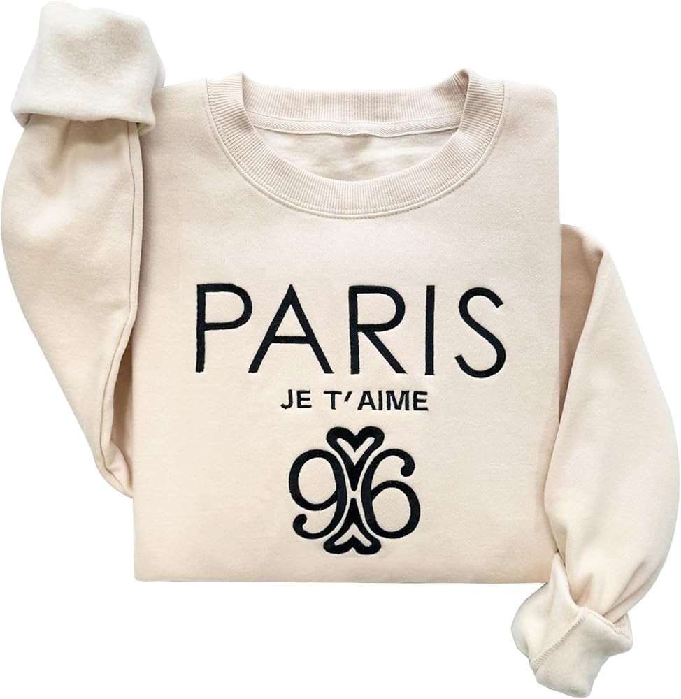 VIOLAVA Je t'aime Sweatshirt for Women Oversized Crewneck Long Sleeve Pullover Graphic Fleece Swe... | Amazon (US)