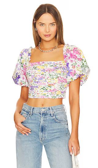Lin Top in Pink & Yellow Multi Floral | Pink Floral Top | Yellow Floral Top | Cute Tops With Jeans | Revolve Clothing (Global)