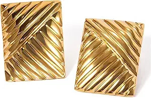 Chunky Vintage Square Earrings – Gold Statement Jewelry for Women | Amazon (US)