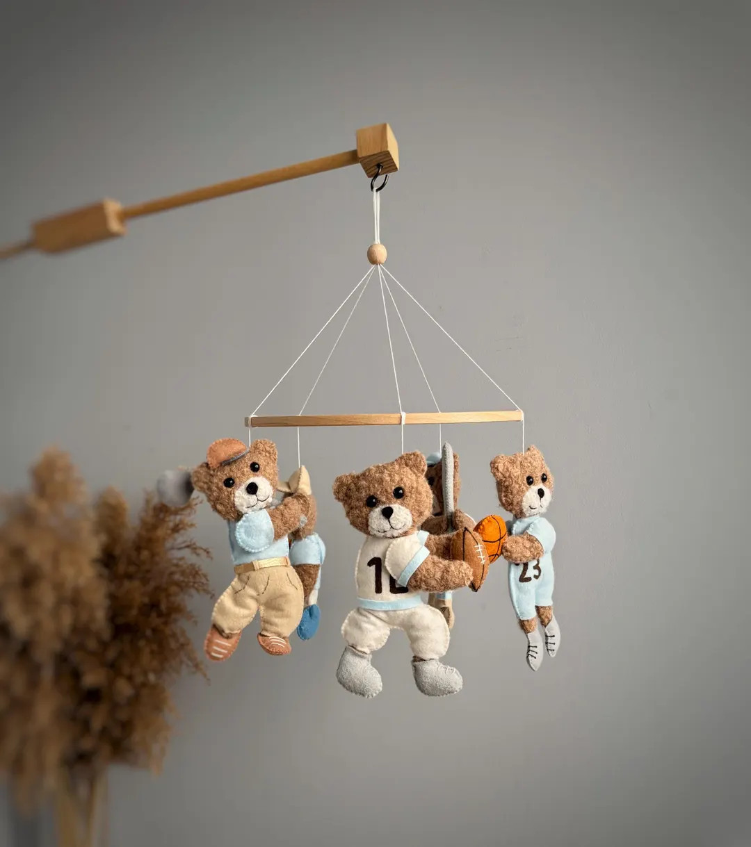 Boucle Baby Mobile Teddy Bear Sport Mobile, Bear Sport,sport Baby Mobile,5 Sporty Bear Friends fo... | Etsy (US)