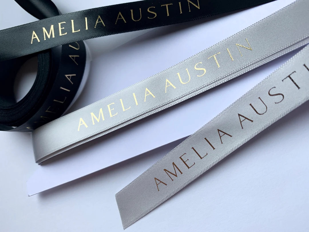 Printed Ribbon 10mm 15mm 25mm 48mm 96mm Logo Printed Custom Gold, Copper, Rose Gold, Silver - Ets... | Etsy (US)