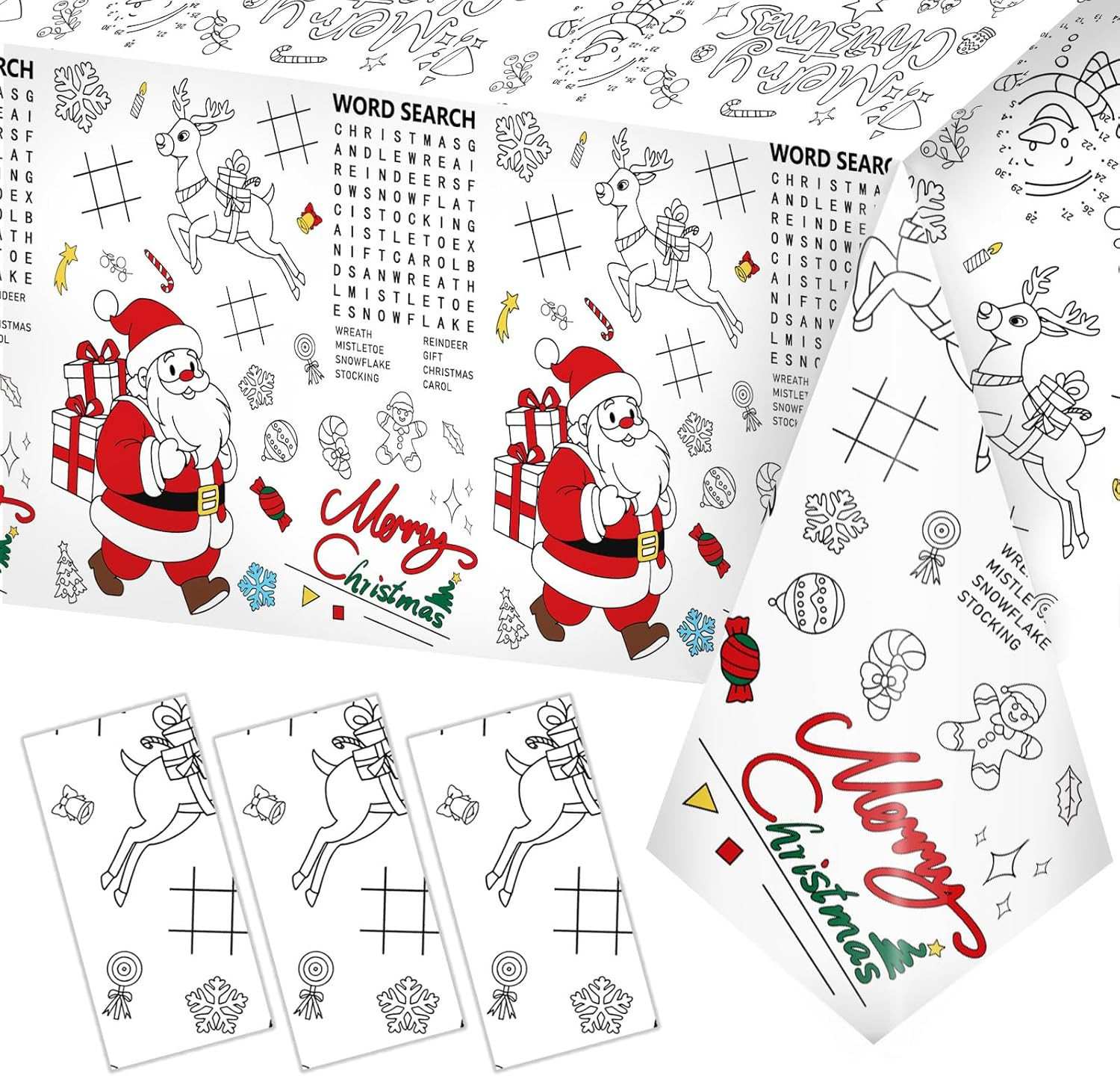 PADELO 3 Pack Giant Merry Christmas Coloring Tablecloth for Kids - Large Xmas Coloring Poster, DI... | Amazon (US)