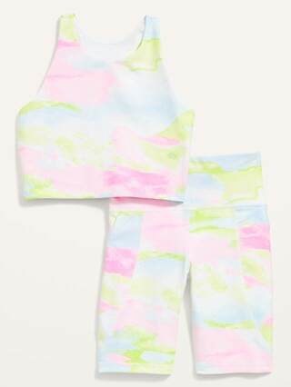 PowerSoft Longline Sports Bra & High-Waisted Biker Short 2-Pack for Girls | Old Navy (US)