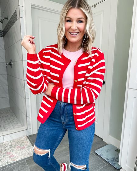 This super cute cardigan is perfect for February. The red is a really good red and it’s so soft! It’s also a great price. I’m wearing a medium.

Bodysuit medium


#LTKfindsunder100 #LTKstyletip #LTKfindsunder50