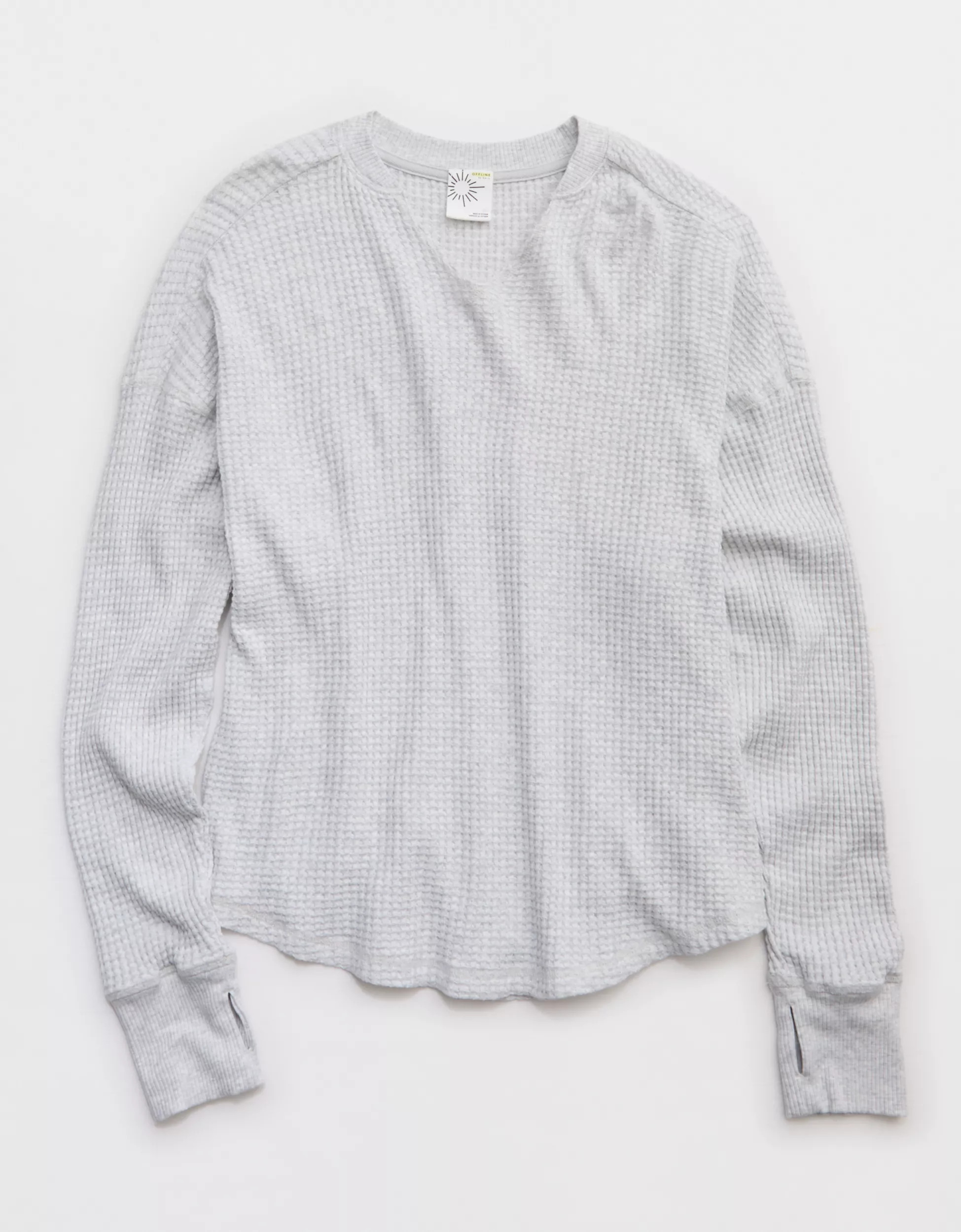 OFFLINE By Aerie Wow! Waffle Notch Neck Long Sleeve T-Shirt | Aerie