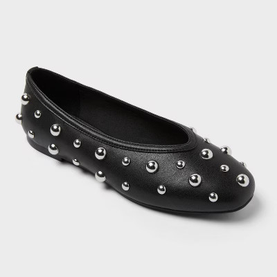Women’s Sammie Studded Ballet Flats with Memory Foam Insole – A New day™ Black | Target
