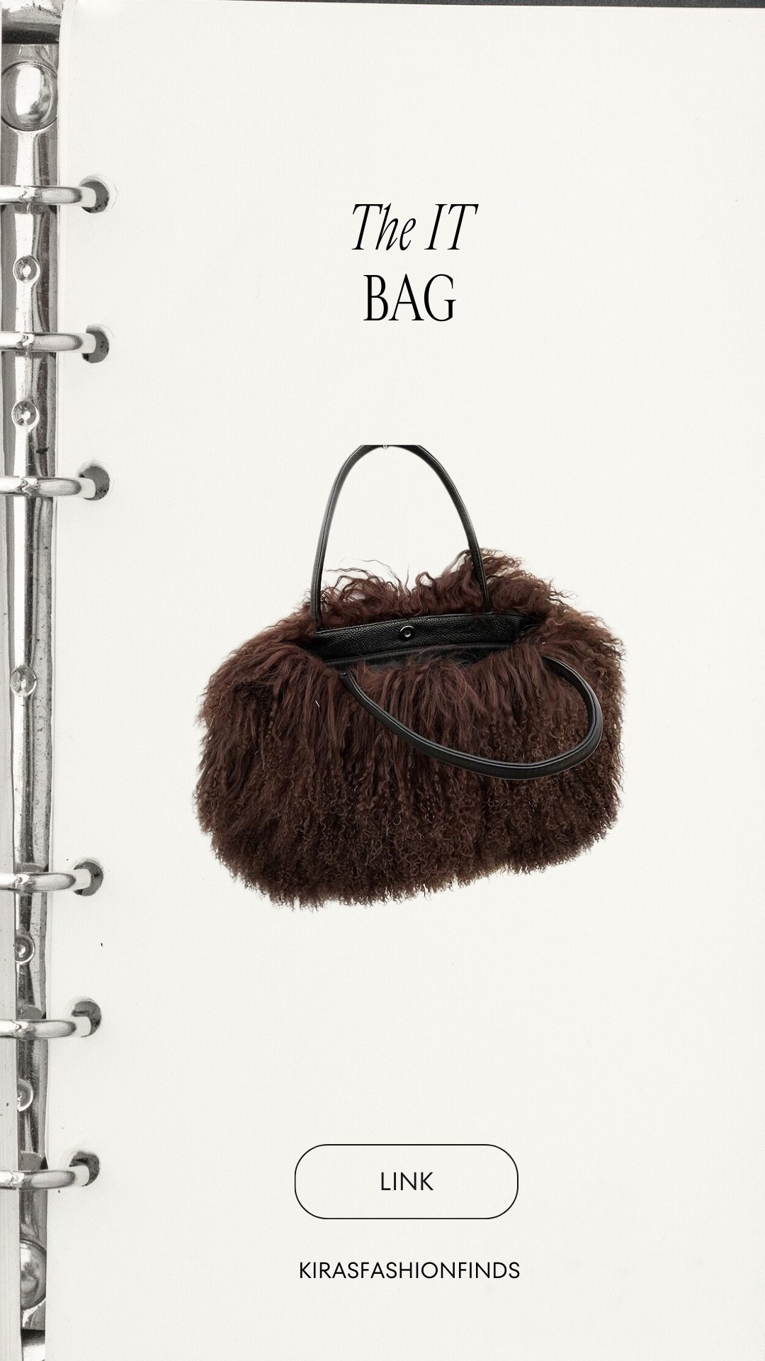 The IT bag of the season 🤎  
Texture does all the talking with this statement bag — equal parts luxe, cozy, and fashion-forward.

Perfect for elevating neutral outfits, holiday looks, and chic winter styling.

📏 Details: Bag (Top Handle • Structured)

Linked and ready to shop  
Follow me on Instagram and YouTube @kirasfashionfinds

#LTKgrwm #LTKootd