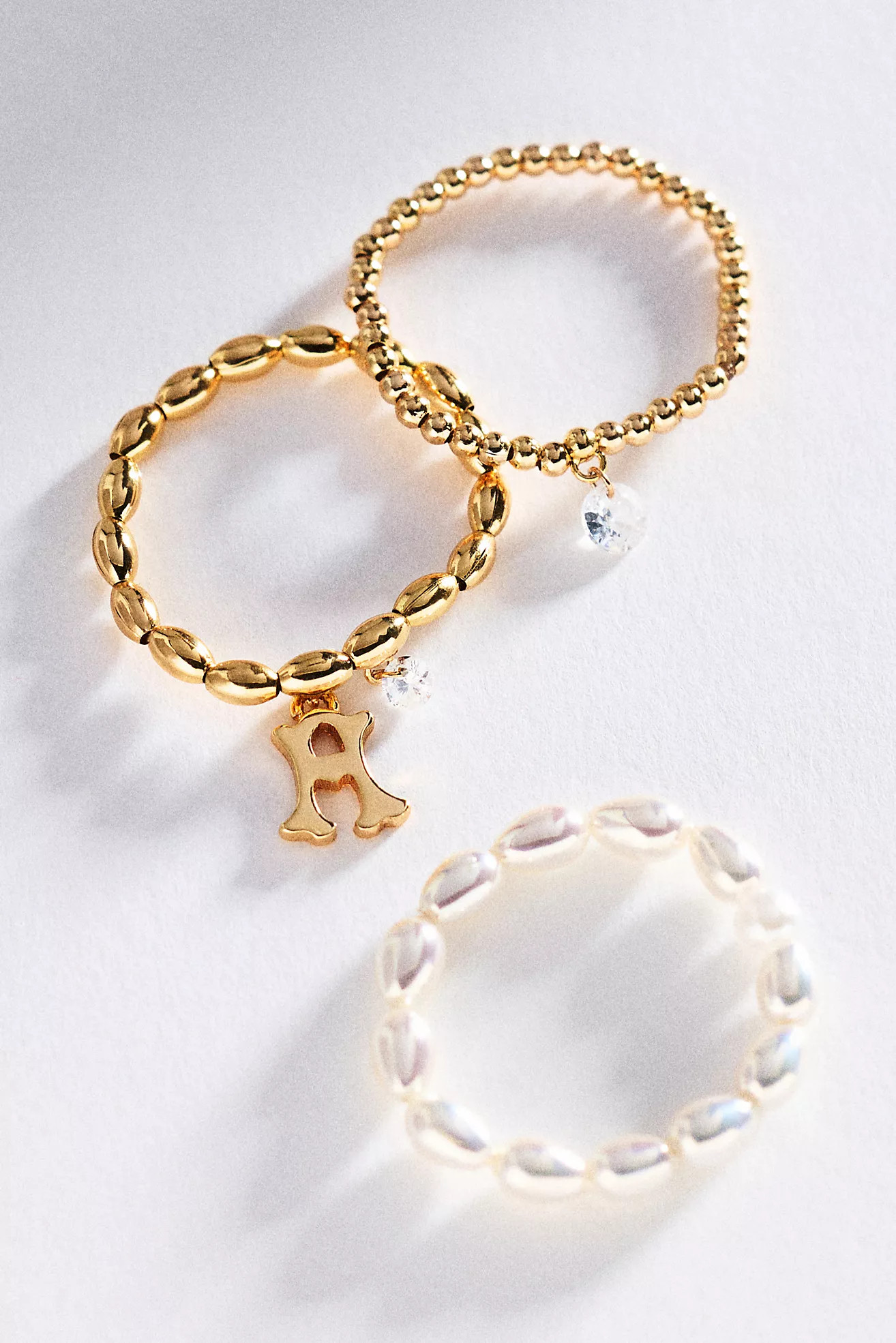 Initial Stretch Rings, Set of 3 | Anthropologie (US)